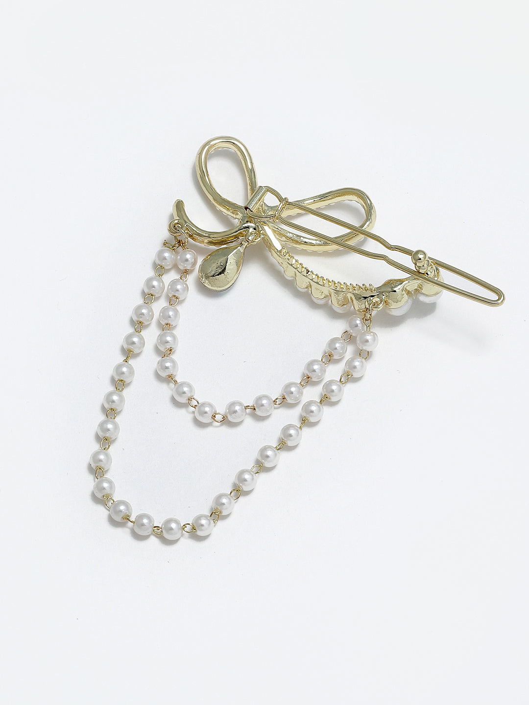 Panash Women Gold-Toned Embellished Chain Drop Hair Pin - Distacart