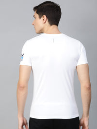 Thumbnail for HRX by Hrithik Roshan Men White & Blue Training Regular Fit T-shirt - Distacart