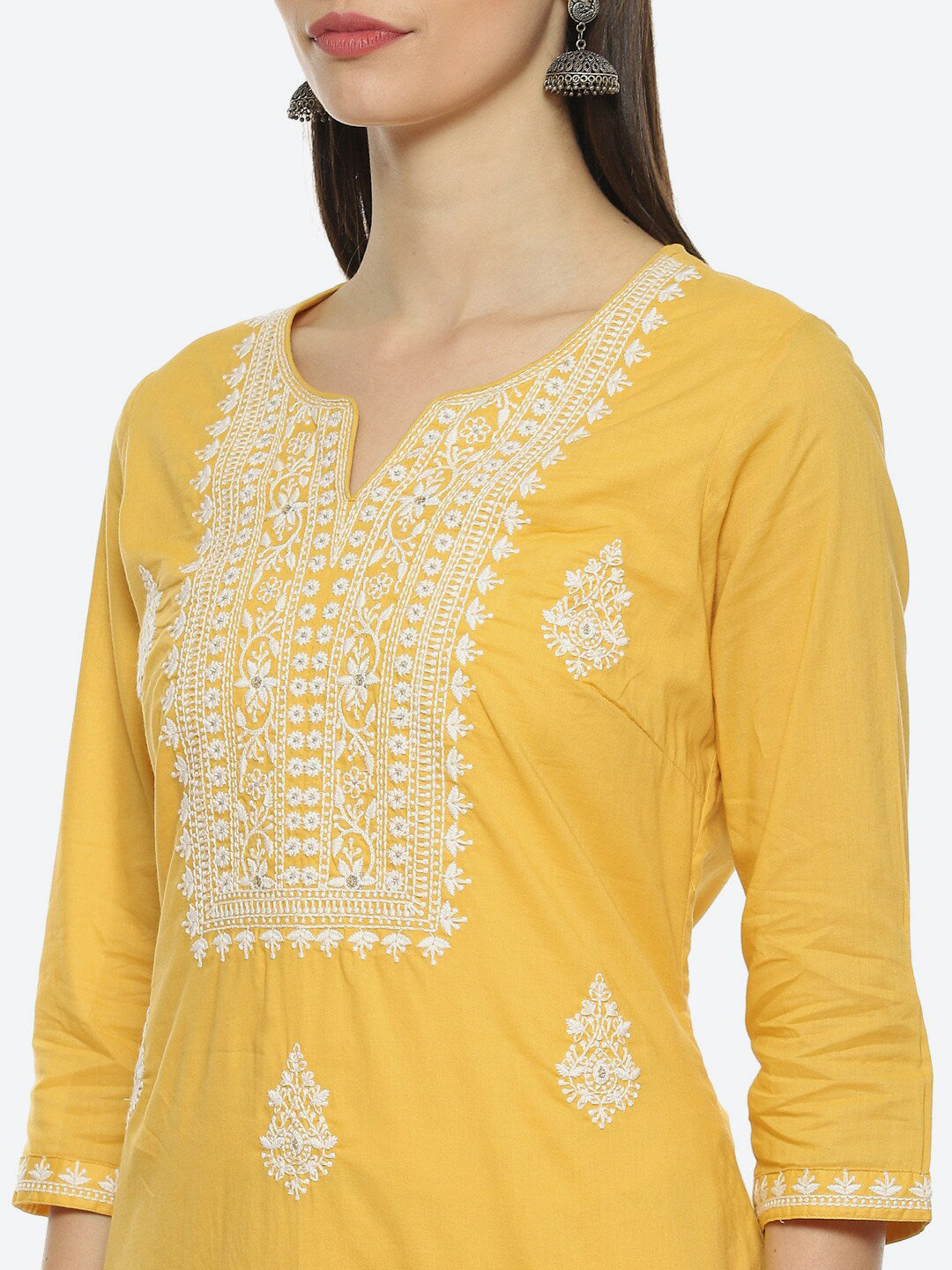 Biba Women Ethnic Motifs Embroidered Cotton Kurta - Distacart