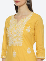Thumbnail for Biba Women Ethnic Motifs Embroidered Cotton Kurta - Distacart