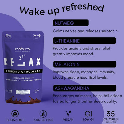 Cocosutra Lite - Relax - Sugar Free Drinking Chocolate Mix - Distacart