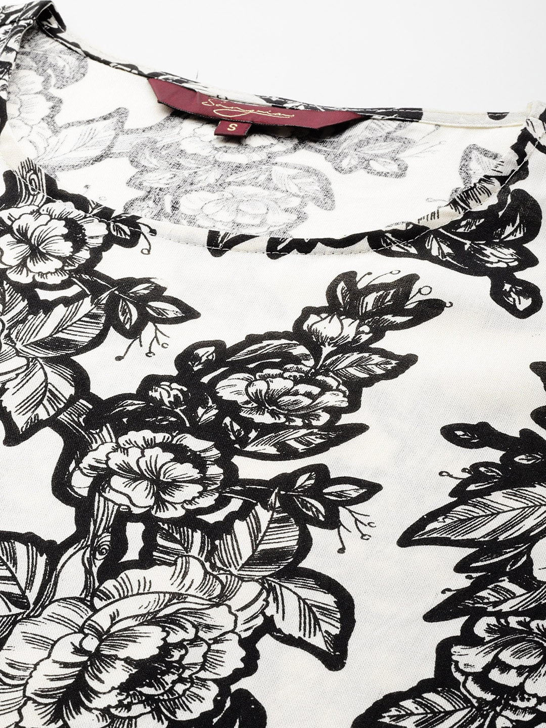 Sangria Floral Print Flutter Sleeves Kurta - Distacart