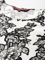 Thumbnail for Sangria Floral Print Flutter Sleeves Kurta - Distacart