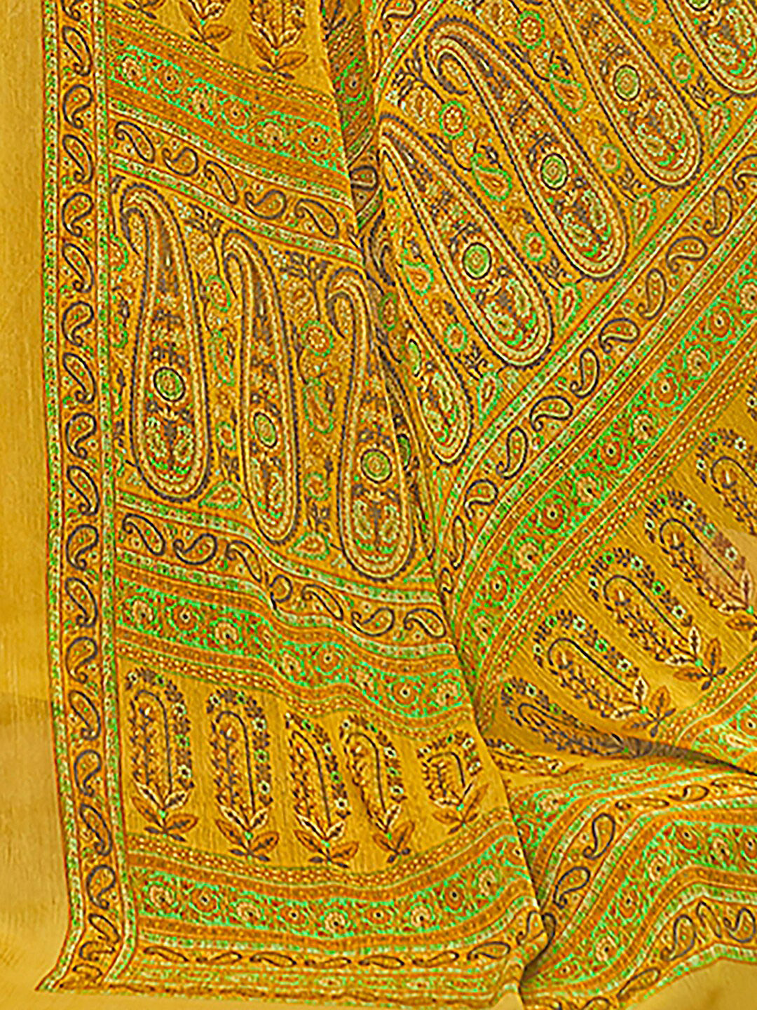 Kalini Paisley Printed Pure Chiffon Dabu Saree - Distacart