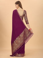Thumbnail for Kalini Purple & Red Pure Silk Saree - Distacart