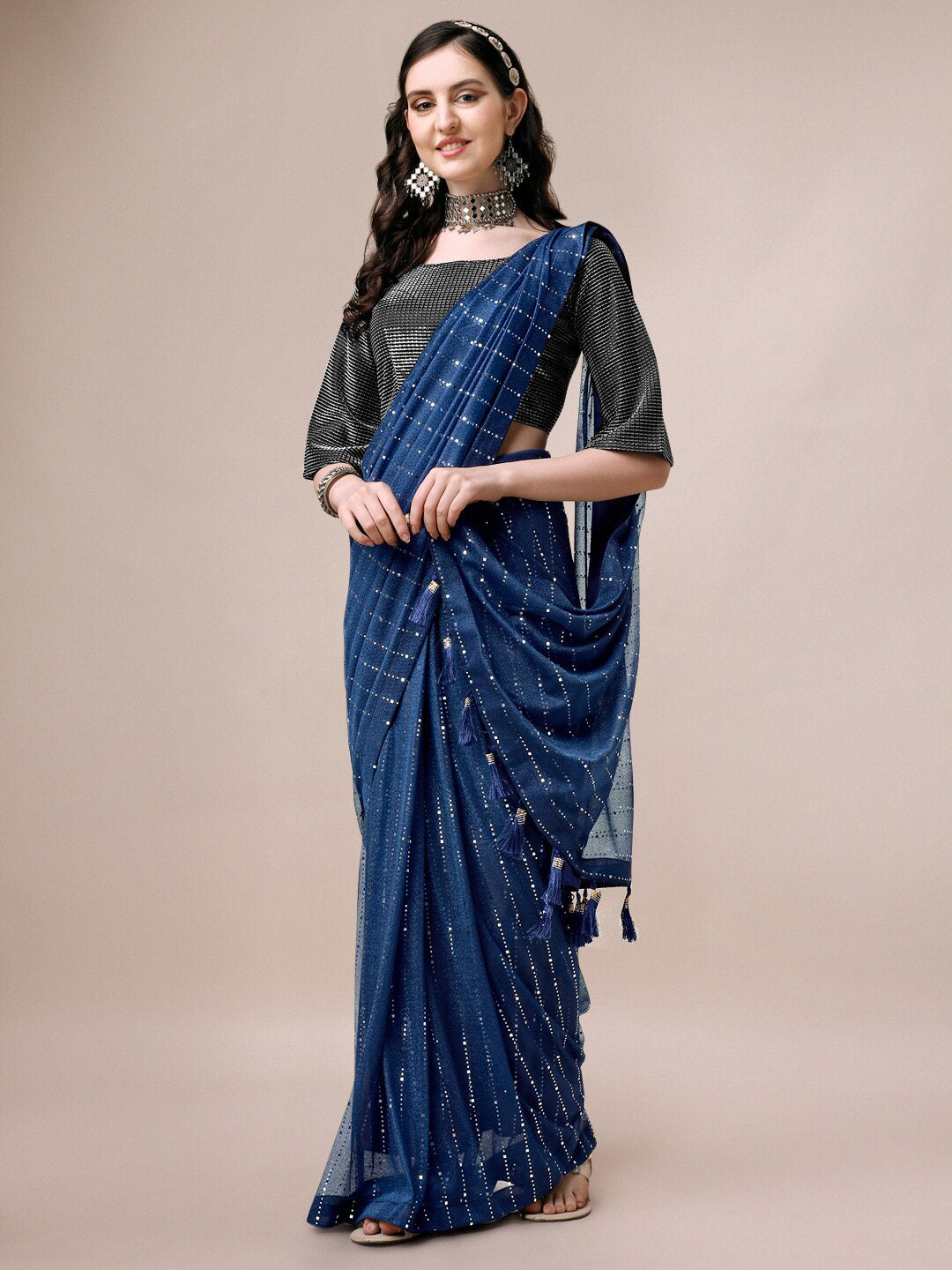 Kalini Embellished Sequinned Pure Silk Saree - Distacart