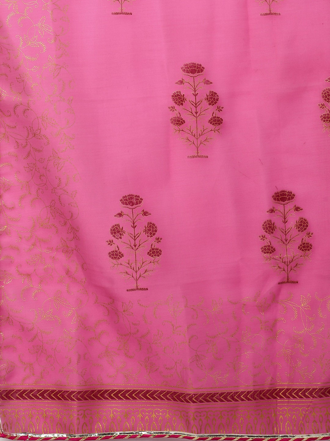Kalini Women Pink Floral Printed Gotta Patti Kurta with Trousers & With Dupatta - Distacart