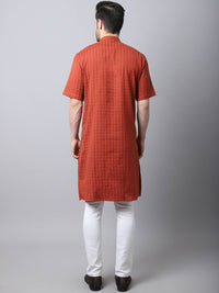 Thumbnail for Even Apparels Red Pure Cotton Kurta With Band Collar - Distacart