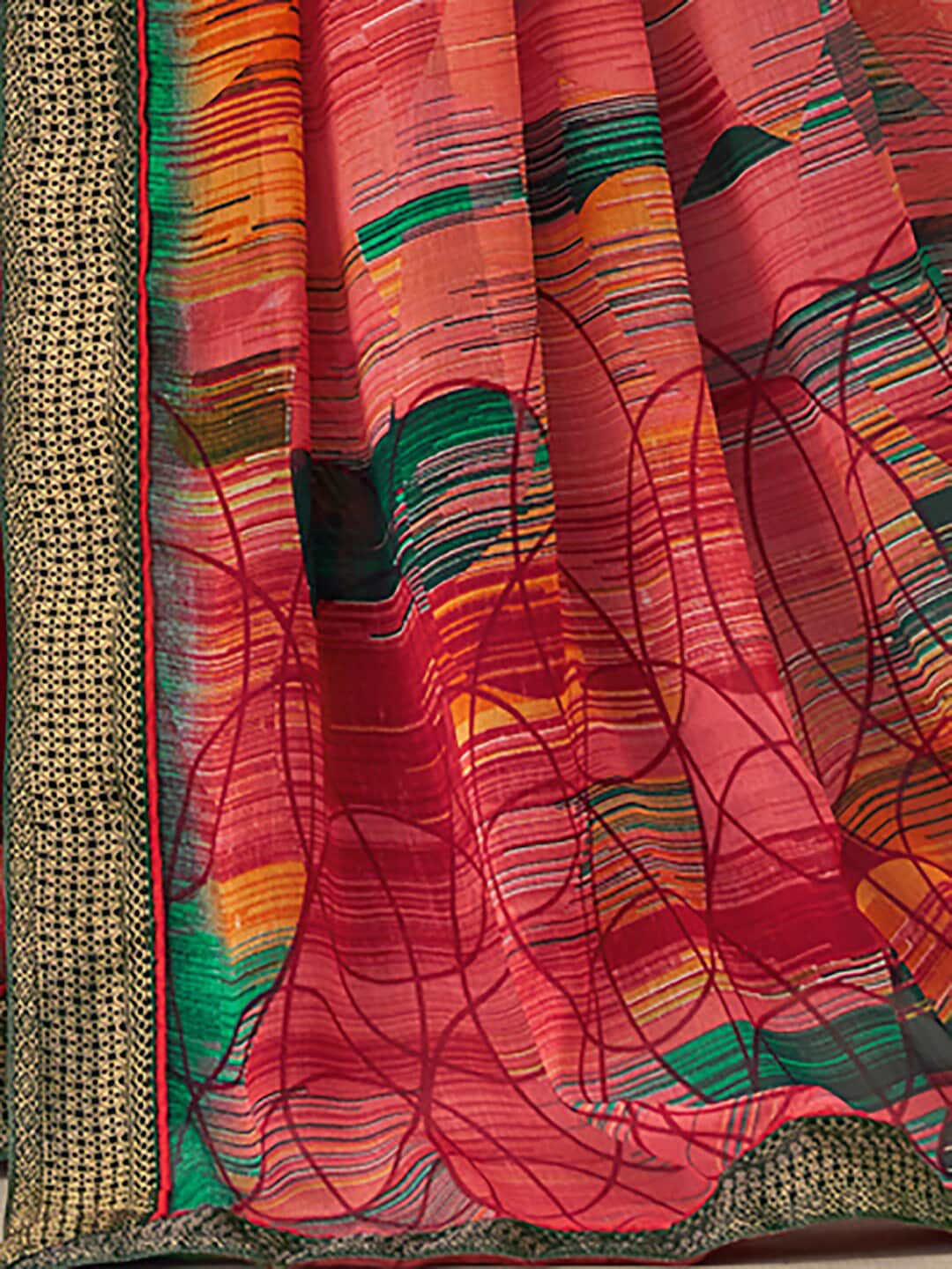 Anouk Pure Chiffon Block Print Saree - Distacart