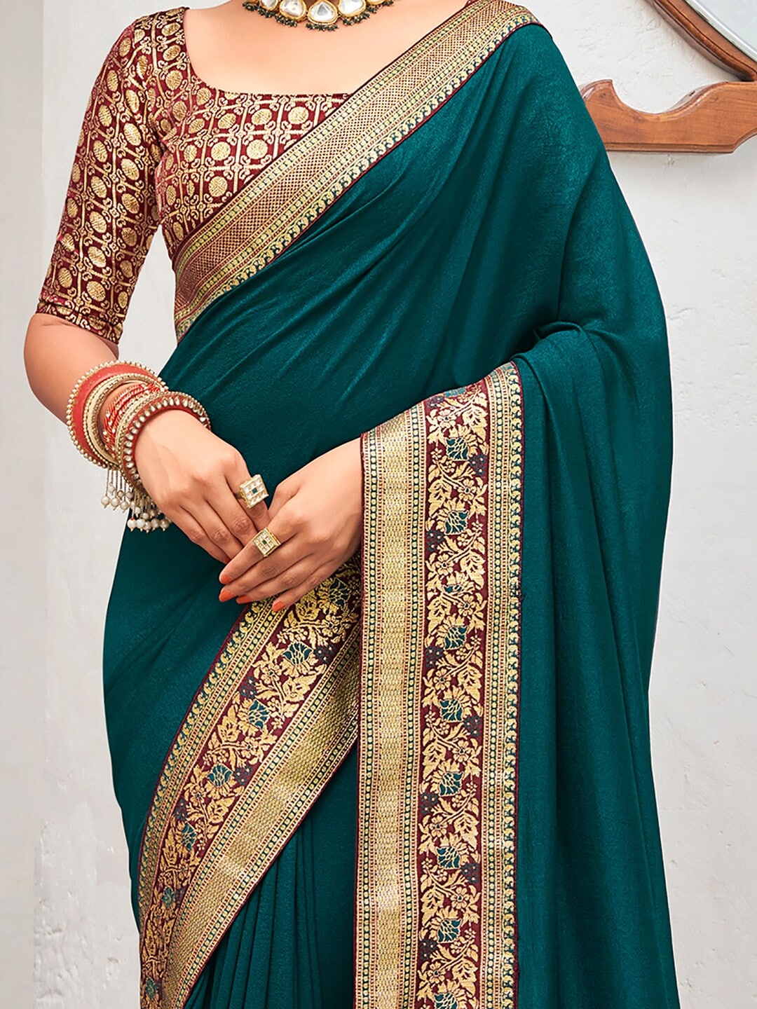 Saree Mall Zari Silk Blend Sarees - Distacart