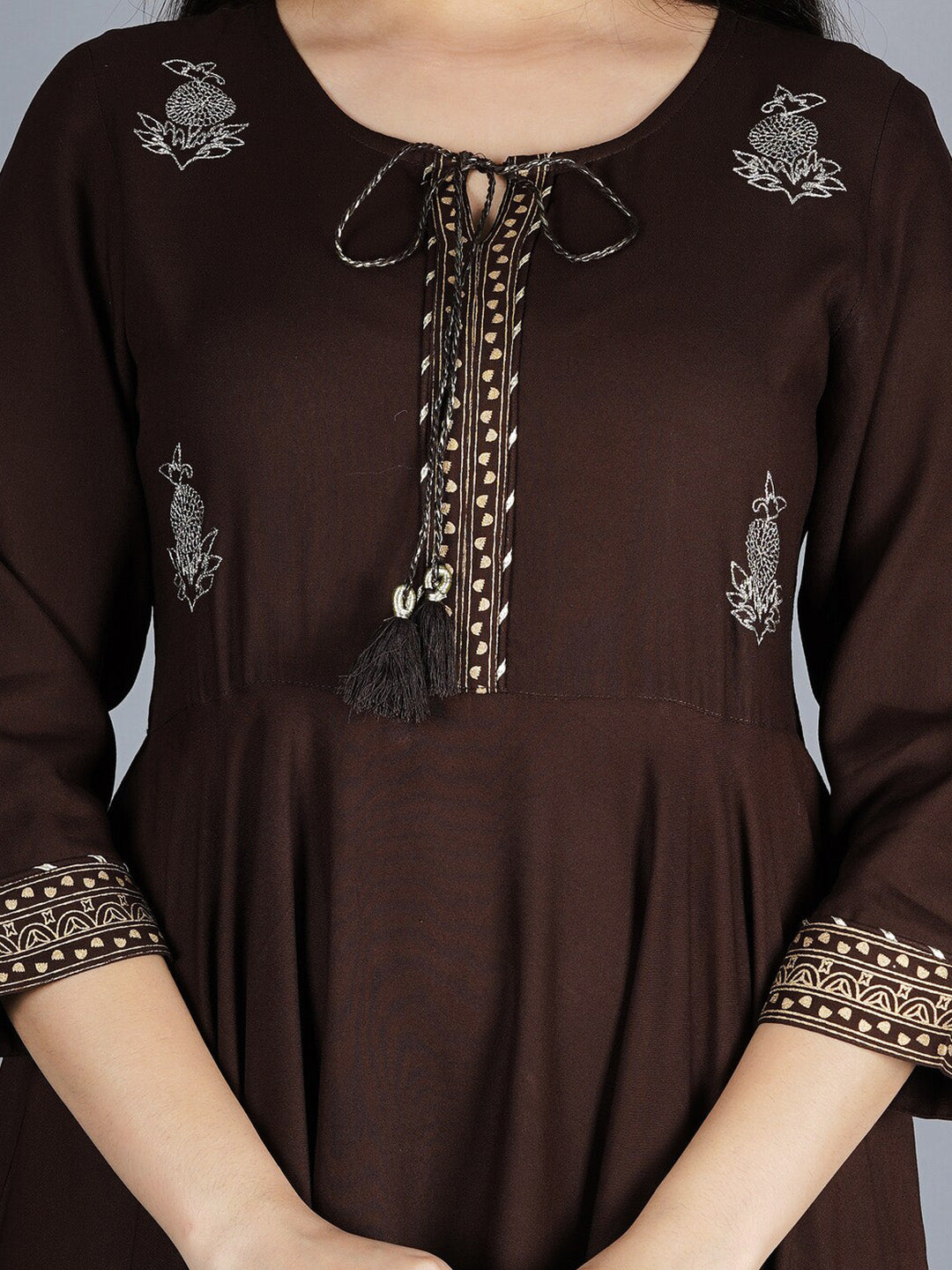 Kalini Women Brown Printed Anarkali Kurta - Distacart