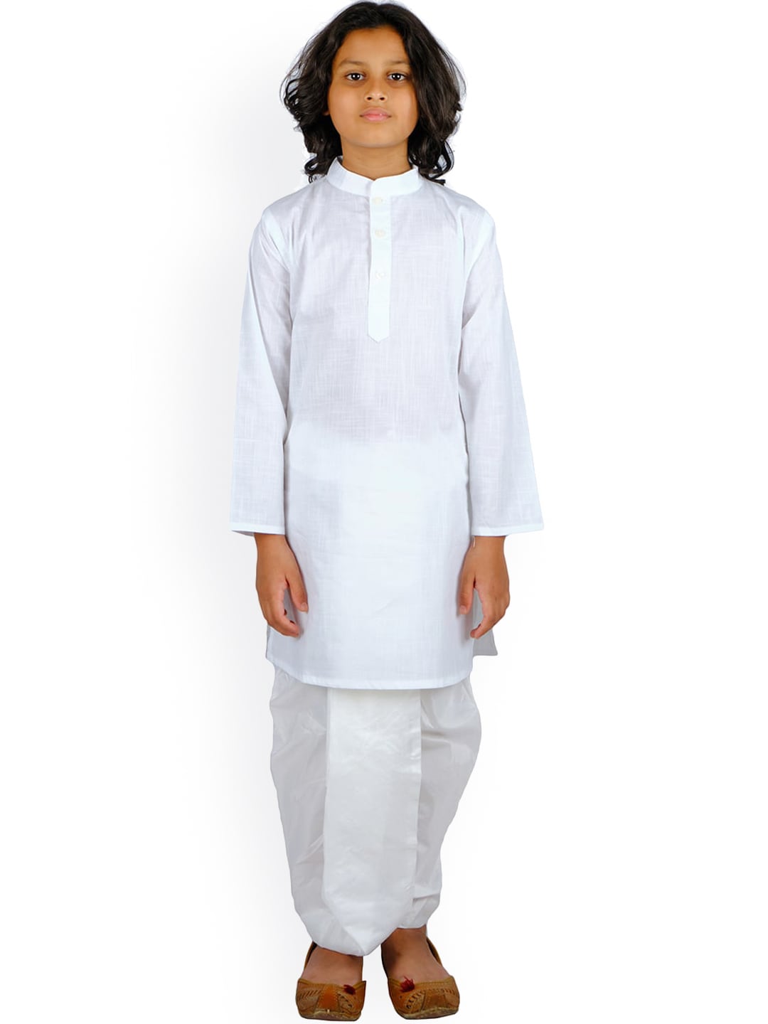 Sethukrishna Boys White Angrakha Pure Cotton Kurta With Dhoti Pants - Distacart