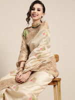 Thumbnail for Saree Mall Ethnic Motifs Silk Blend Saree with Woven Design border - Distacart
