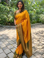 Thumbnail for Kalini Ethnic Motif Woven Design Zari Banarasi Saree - Distacart