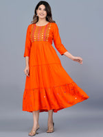 Thumbnail for Kalini Women Embroidered Mirror Work Tiering Anarkali Kurta - Distacart