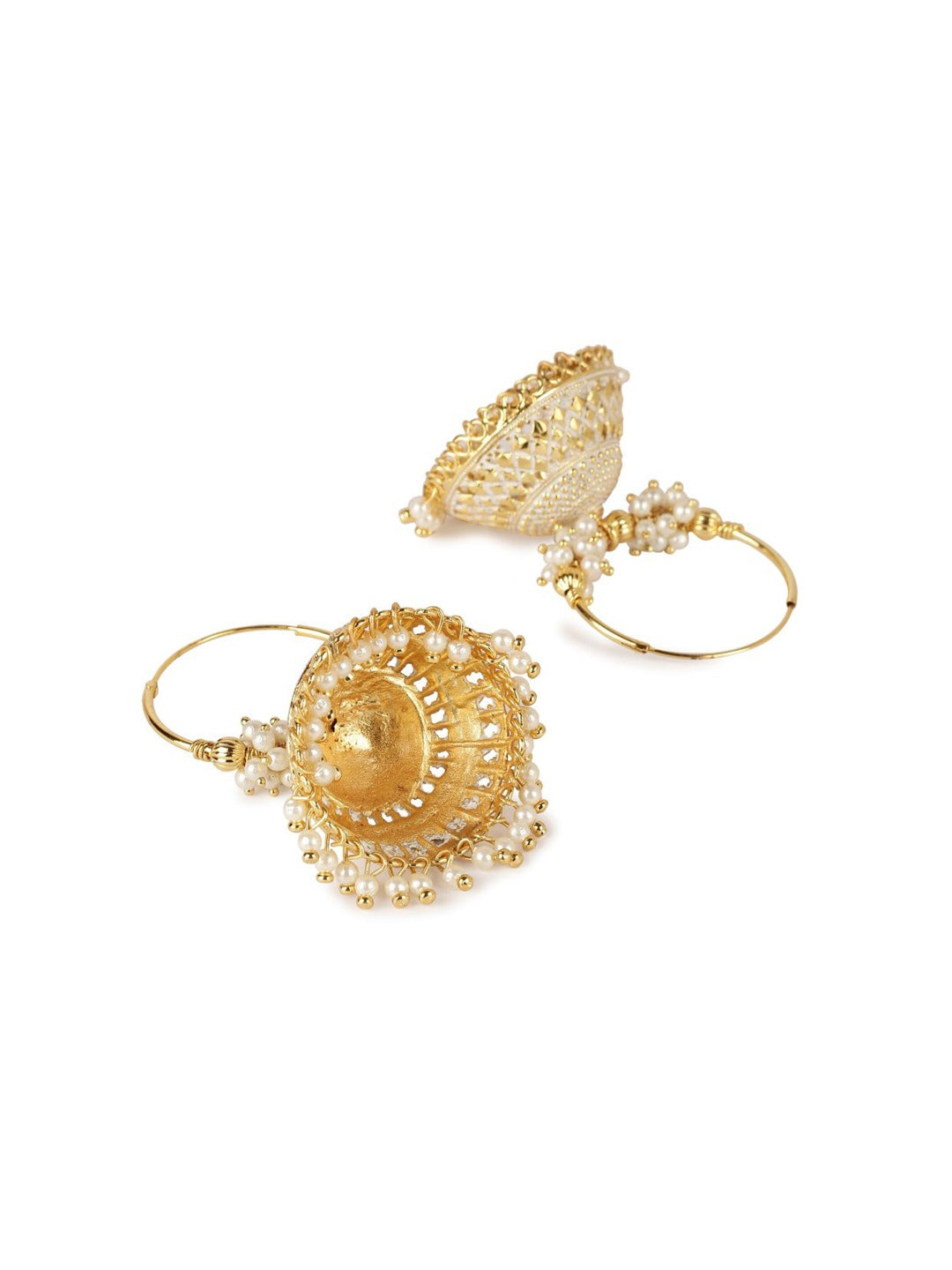 Gold-Plated Alloy Hoop And Jhumki Earrings - The Pari - Distacart