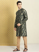 Thumbnail for House of Pataudi Men Jashn Floral Zari Work Kurta with Churidar - Distacart