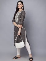 Thumbnail for HERE&NOW Women Geometric Yoke Design Thread Work Kurta - Distacart