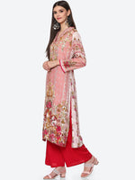 Thumbnail for Biba Women Pink Floral Printed Kurta - Distacart