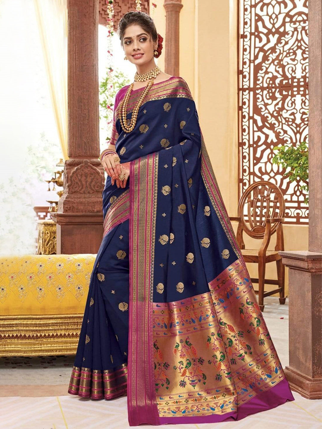 Mitera Woven Design Zari Paithani Saree - Distacart
