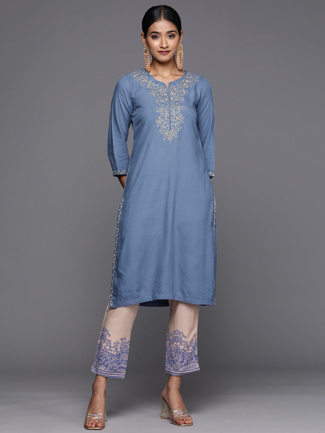Biba Women Yoke Design Kurta with Trousers - Distacart
