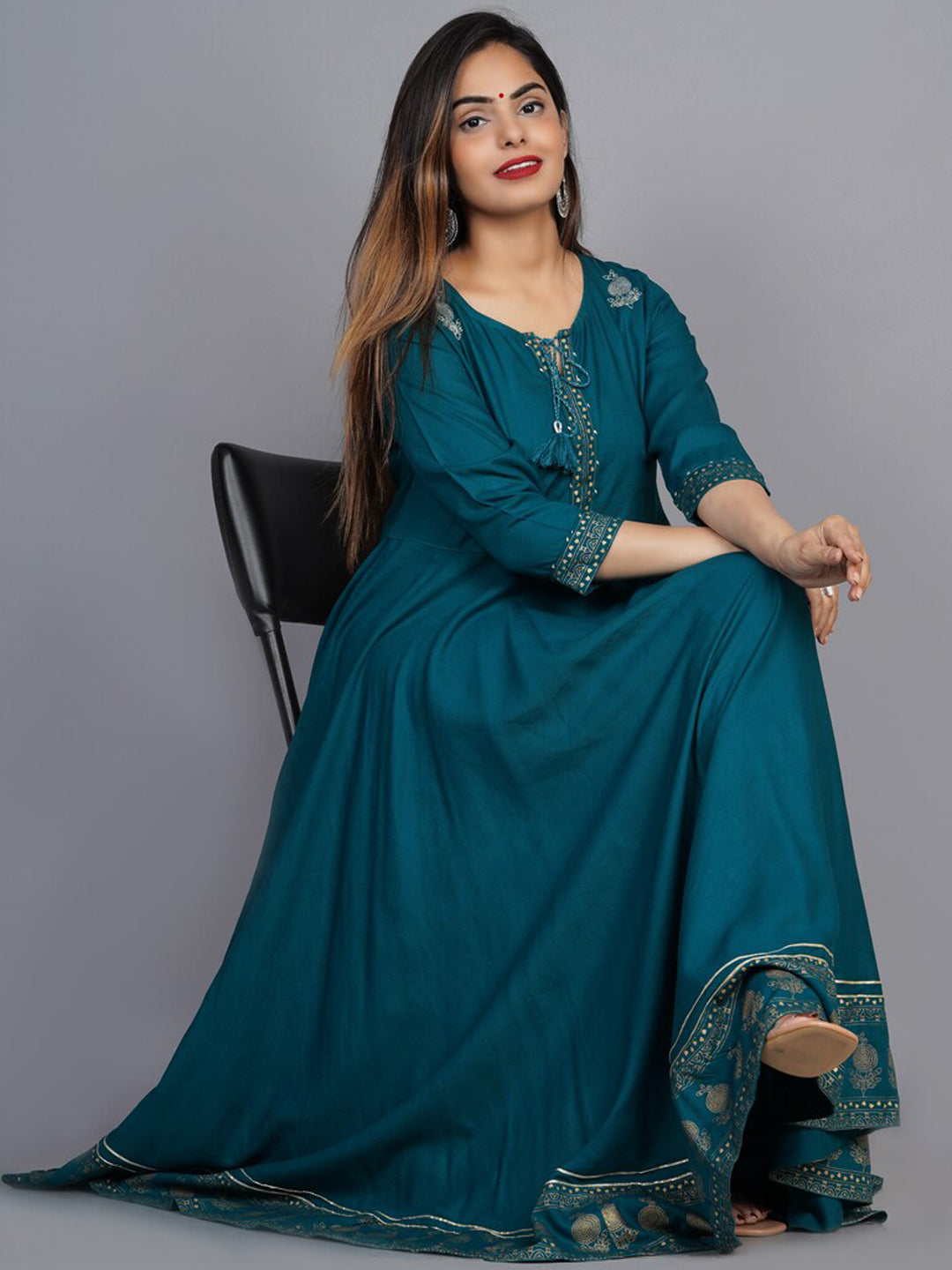 Kalini Women Green Ethnic Motifs Embroidered Keyhole Neck Anarkali Kurta - Distacart