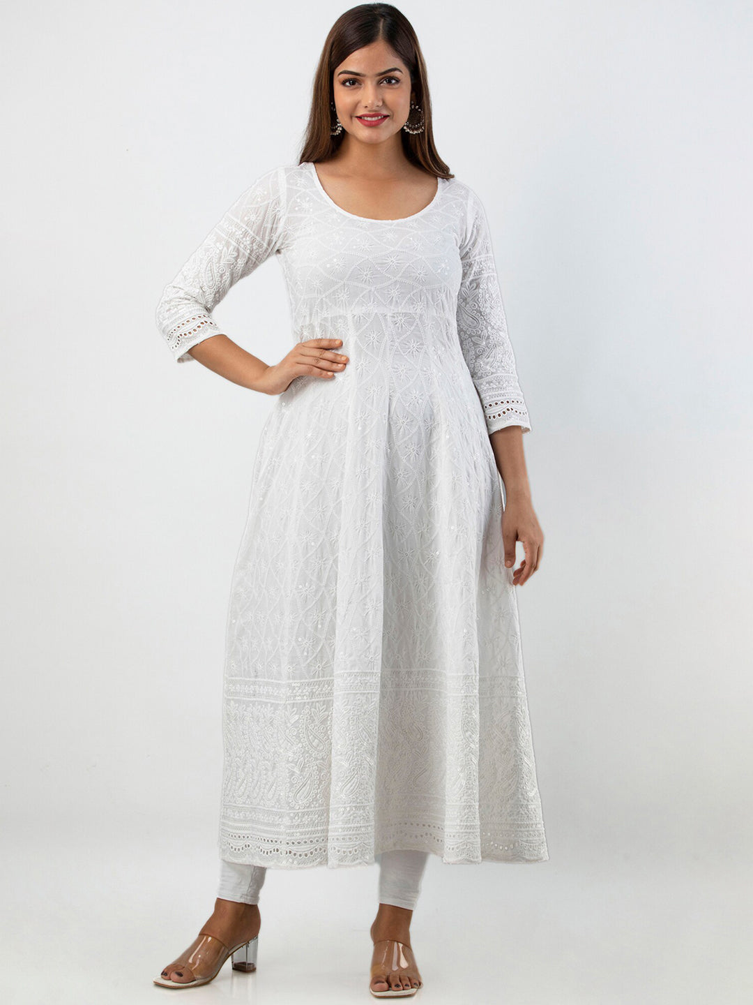 Kalini Women Ethnic Motifs Thread Work Floral Anarkali Kurta - Distacart