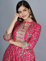 Thumbnail for Kalini Women Pink & Golden Ethnic Motifs Printed Anarkali Kurta - Distacart