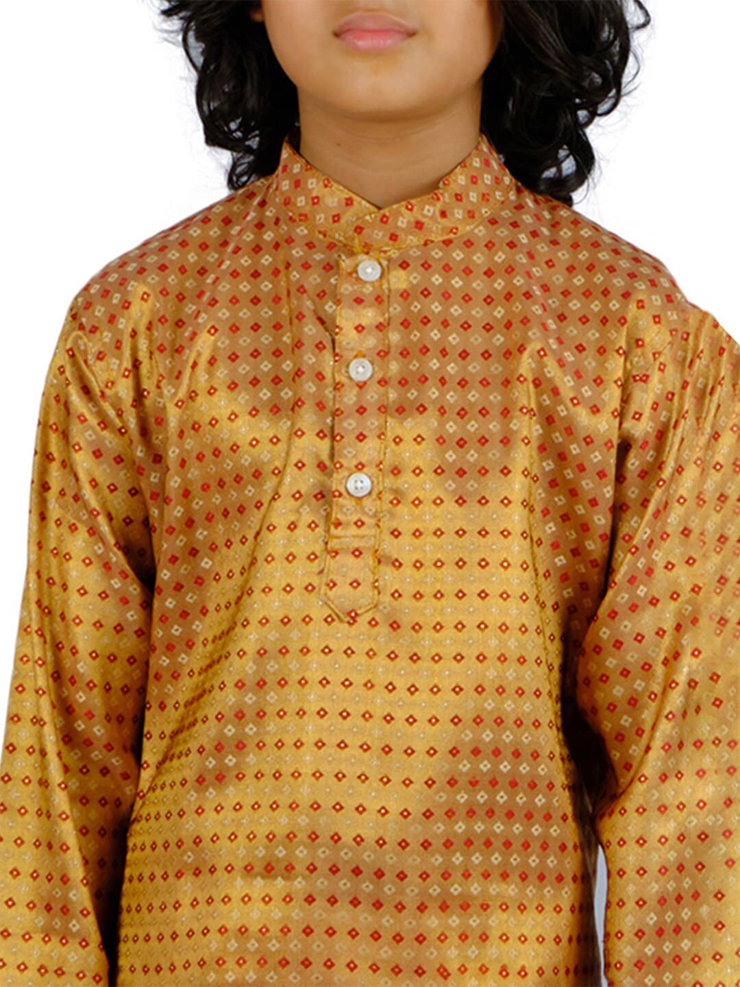 Sethukrishna Boys Gold-Toned Printed Kurta with Dhoti Pants - Distacart
