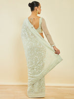 Thumbnail for Soch Green Floral Embroidered Beads and Stones Detailed Saree - Distacart