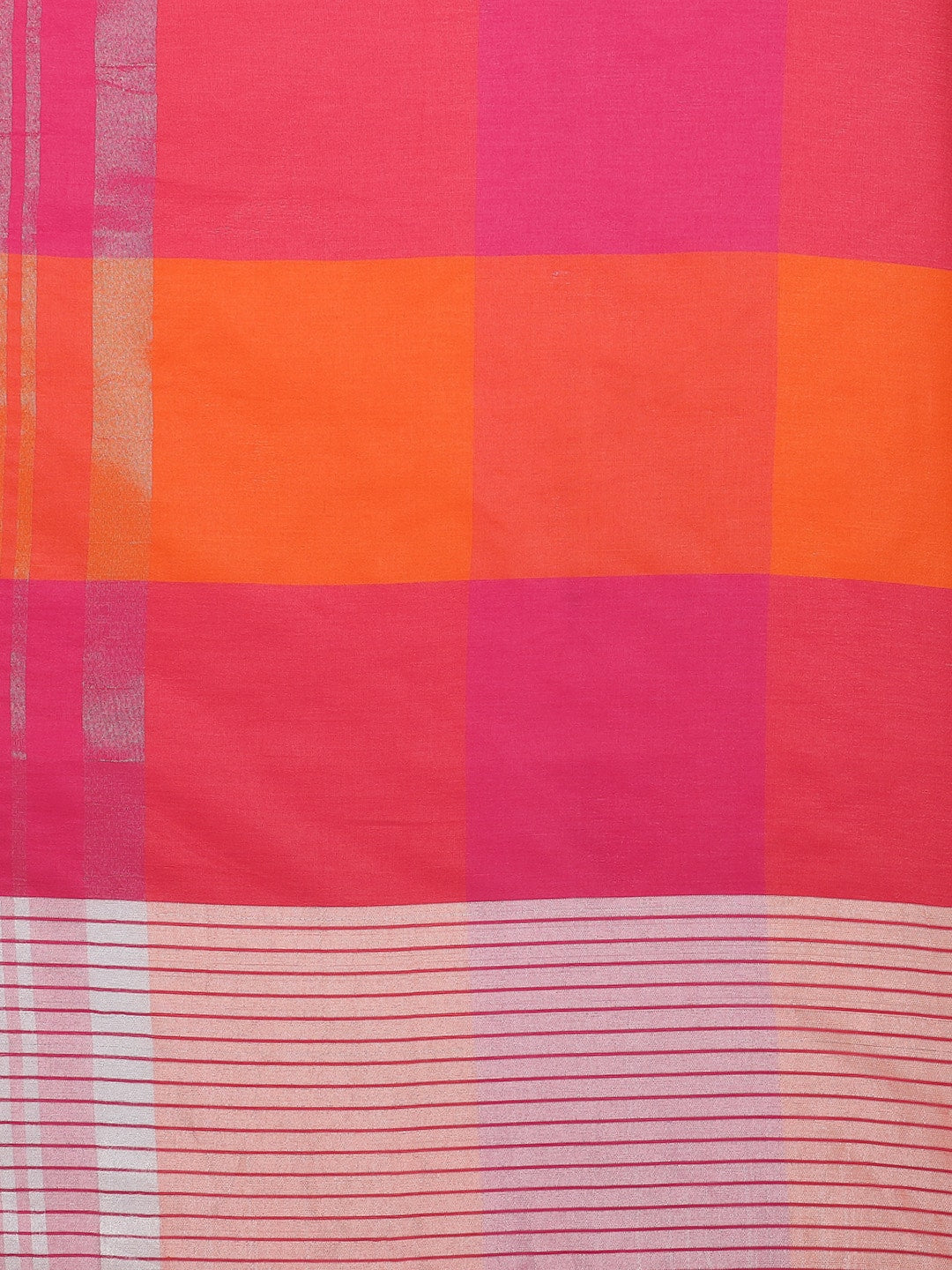 Saree Mall Pink & Orange Checked Saree - Distacart