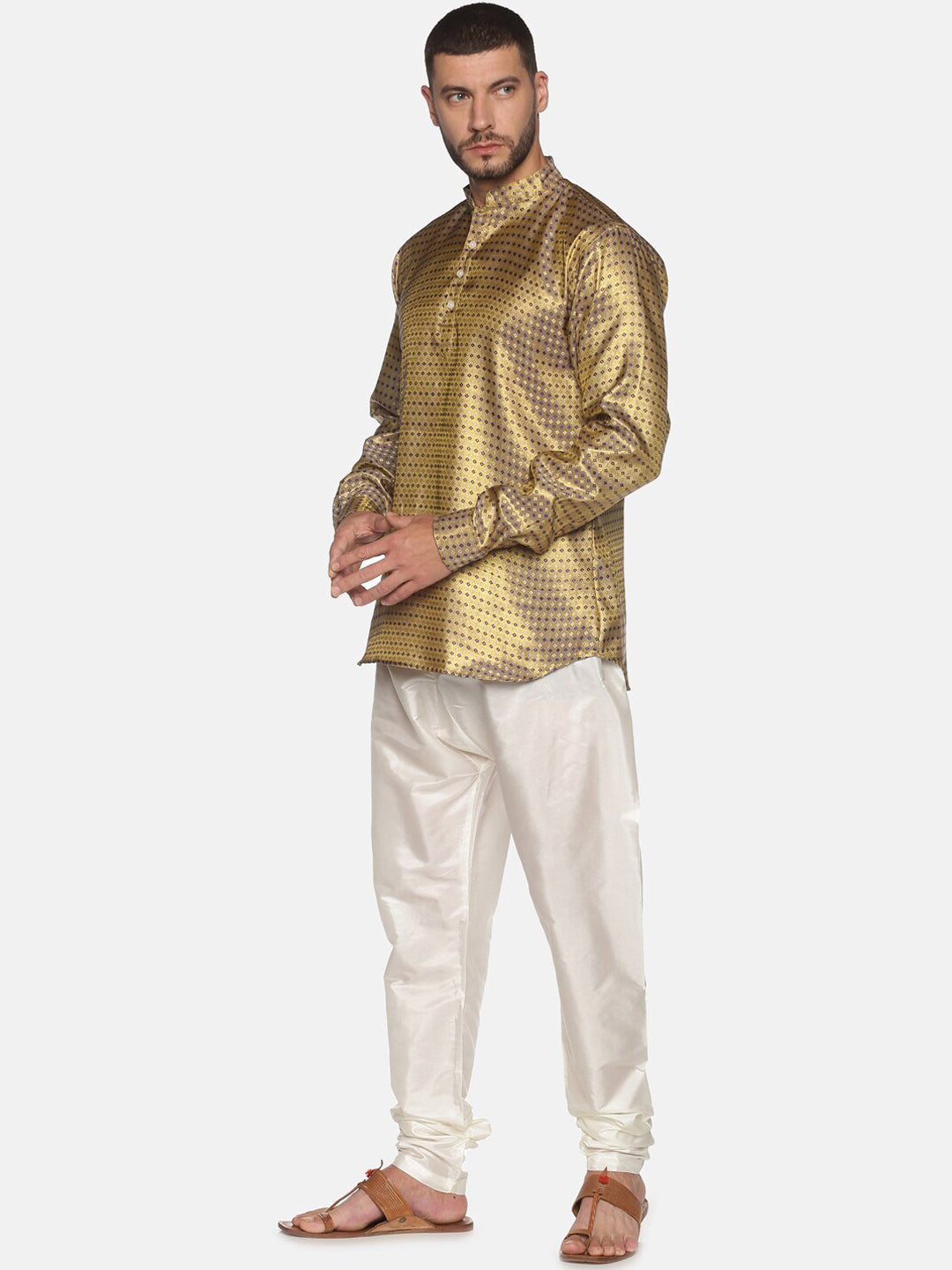 Sethukrishna Men Gold-Toned Ethnic Motifs Kurta with Pyjamas - Distacart