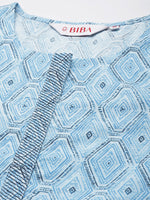 Thumbnail for Biba Women Blue Ethnic Motifs Printed Pure Cotton Kurta with Trousers & Dupatta - Distacart
