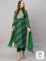 Thumbnail for Kalini Leheriya Printed Thread Work Kurta With Trousers & Dupatta - Distacart