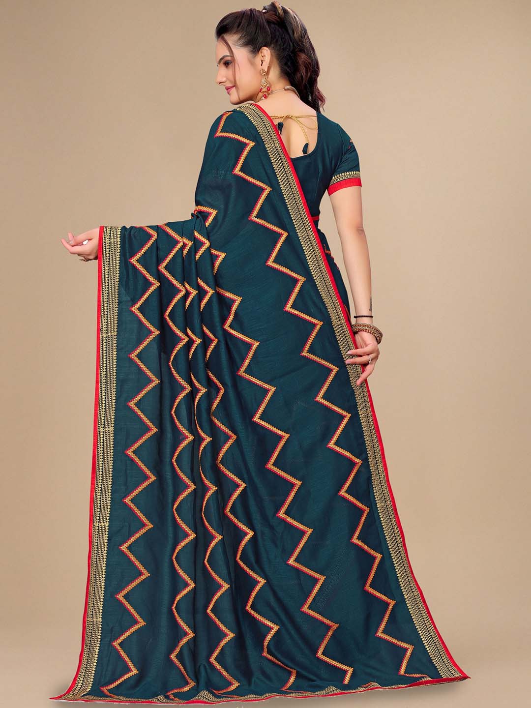 Kalini Chevron Embroidered Saree - Distacart