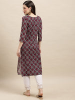 Thumbnail for Sangria Purple & White Bandhani Printed Straight Kurta - Distacart