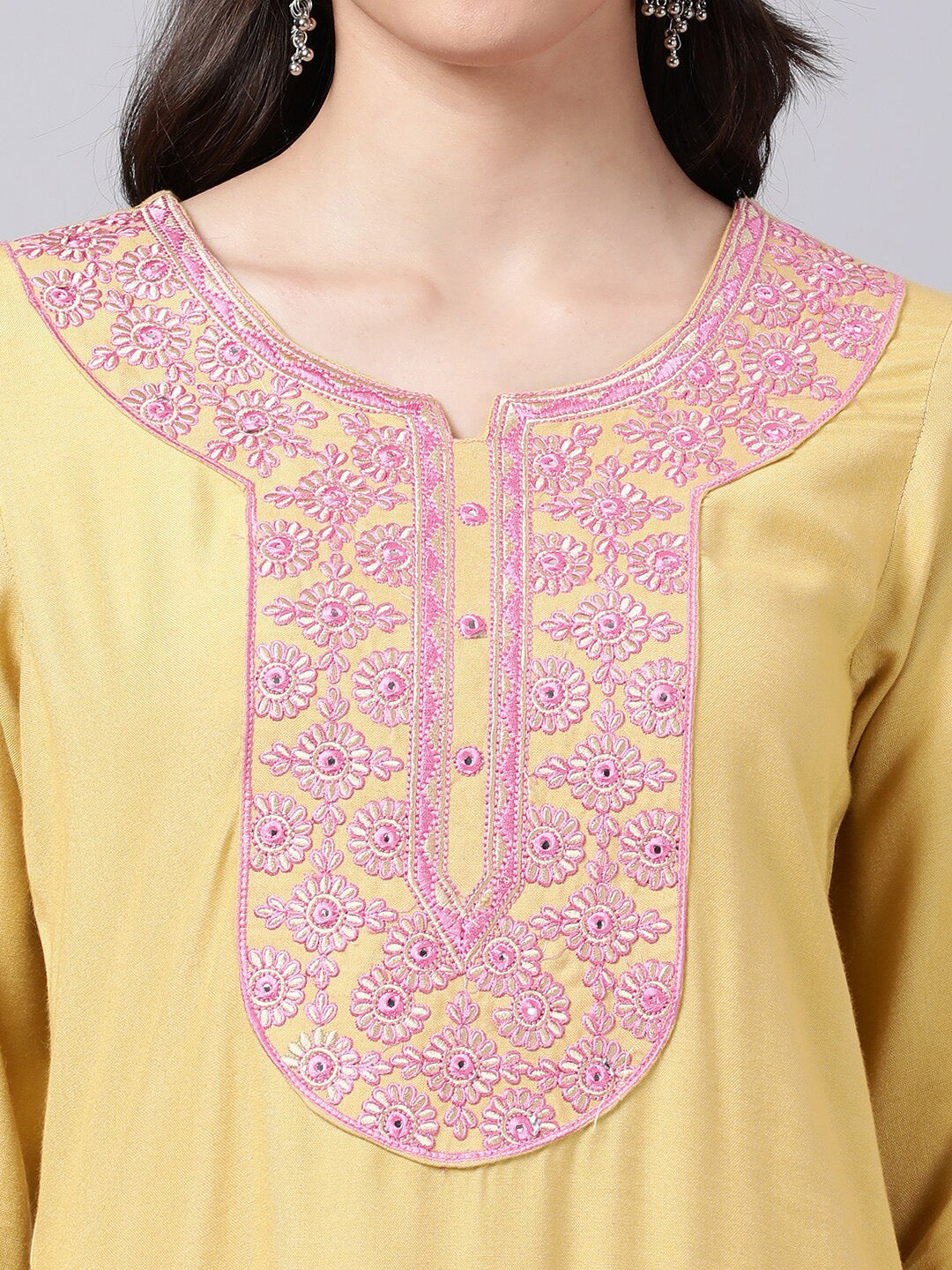 Souchii Women Blue Floral Yoke Design Grandeur & Majestic Artwork Kurta - Distacart