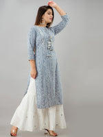 Thumbnail for HERE&NOW Grey Bandhani Printed Gotta Patti Kurta with Sharara - Distacart