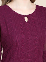Thumbnail for Kalini Women Burgundy Ethnic Motifs Chikankari Kurta - Distacart