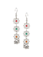 Thumbnail for Cardinal Women Silver-Toned Pink & Yellow Stone Studded Jewellery Set - Distacart