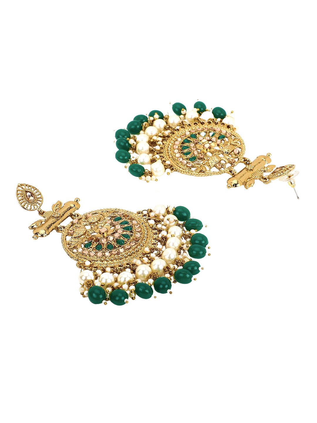 Yellow Chimes Gold-Plated & Green Circular Drop Earrings - Distacart