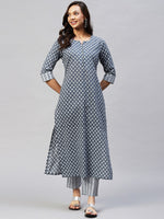 Thumbnail for Kalini Women Floral Printed Notched Neck Kurta with Trousers - Distacart