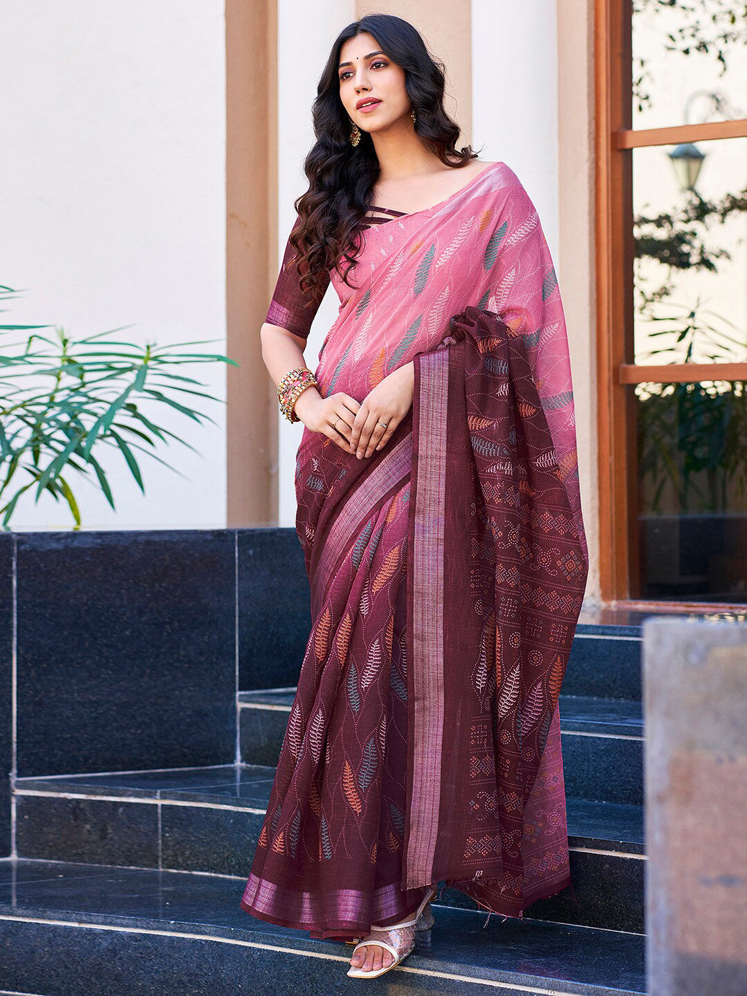 Kalini Floral Printed Zari Sarees - Distacart
