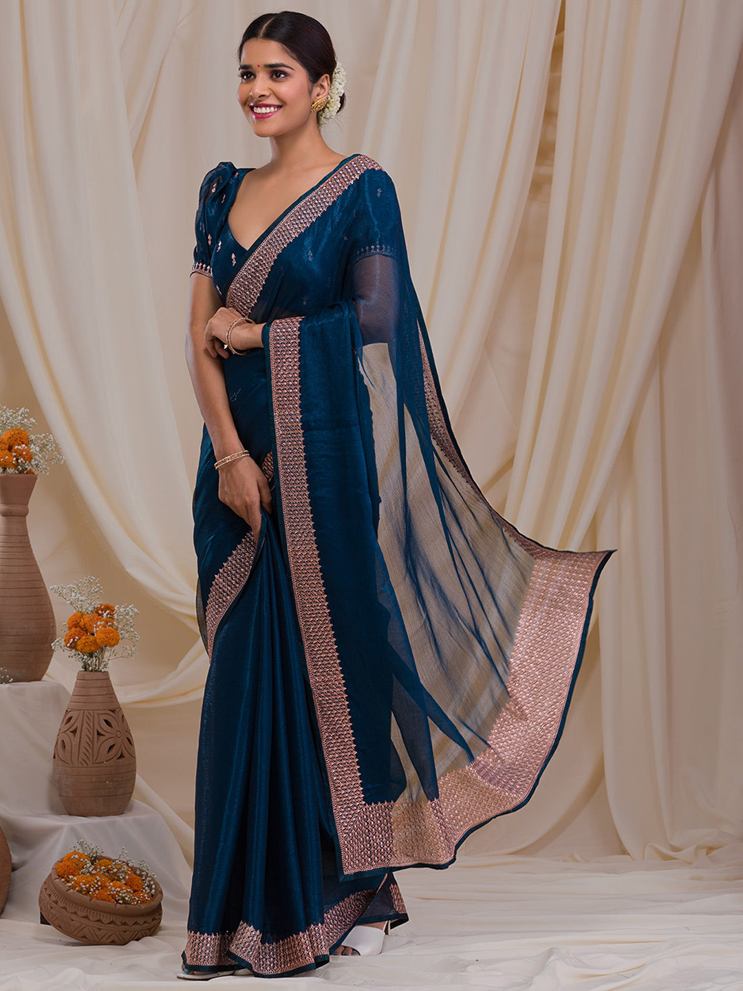 Koskii Embroidered Border Saree - Distacart