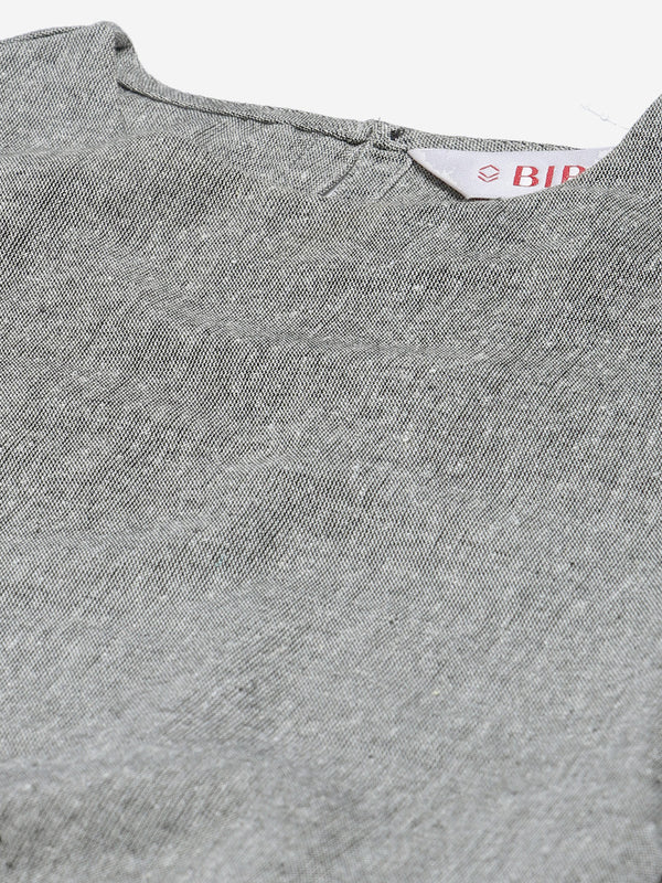 Biba Women Grey Melange & Black Solid Kurta with Palazzos - Distacart