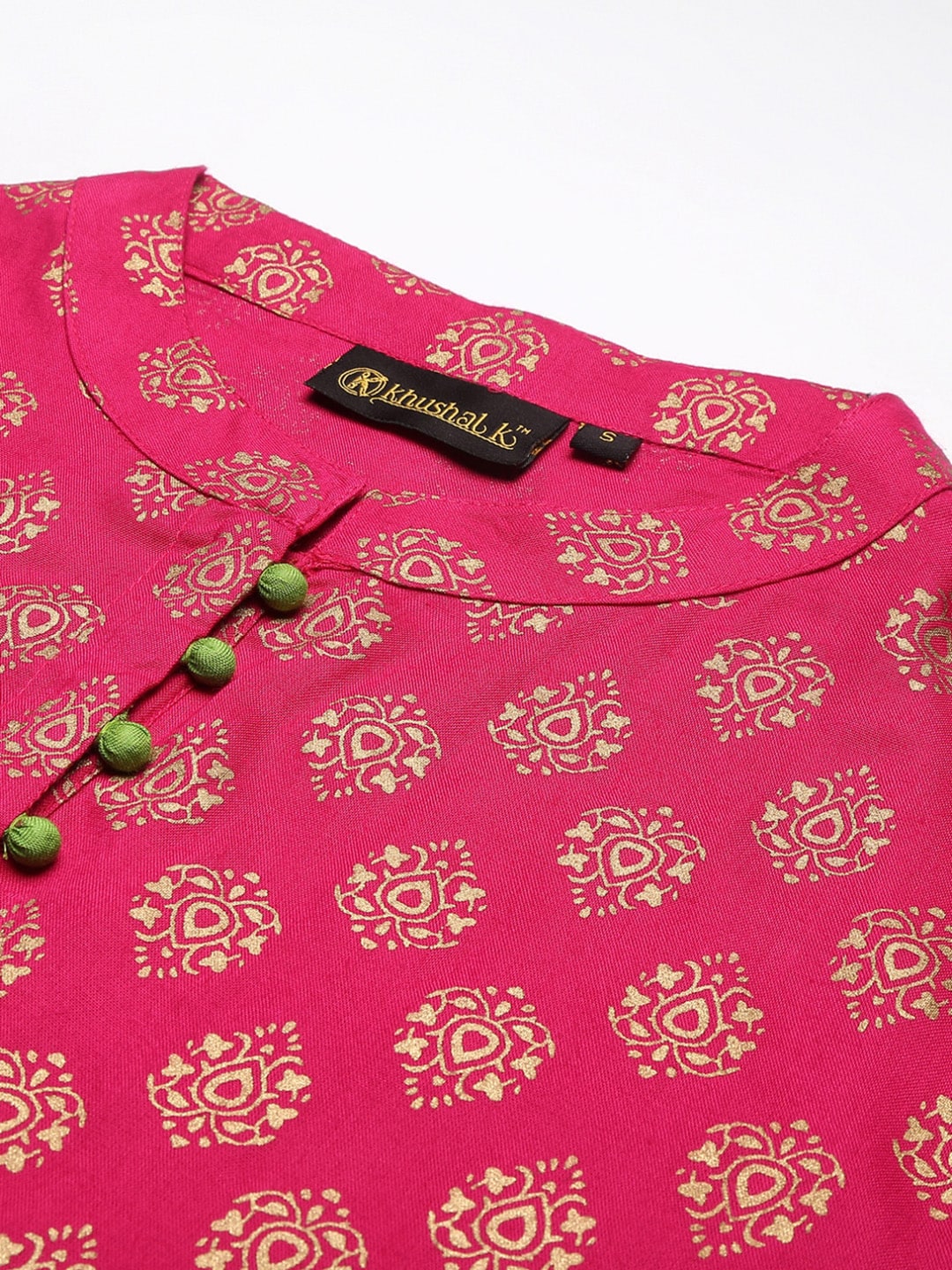 Khushal K Women Pink & Green Printed Kurta with Palazzos - Distacart