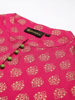 Thumbnail for Khushal K Women Pink & Green Printed Kurta with Palazzos - Distacart