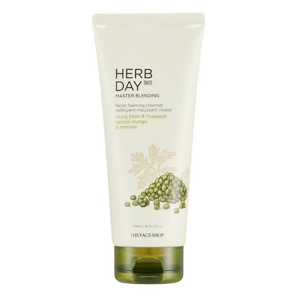 The Face Shop Herb Day 365 Master Blending Foaming Cleanser-Mungbean & Mugwort - Distacart