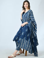 Thumbnail for Kalini Floral Printed V Neck Pure Cotton Kurta With Trousers & Dupatta - Distacart