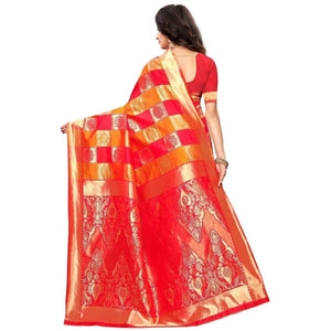Vamika Banarasi Jaquard Red Weaving Saree (Banarasi 31)